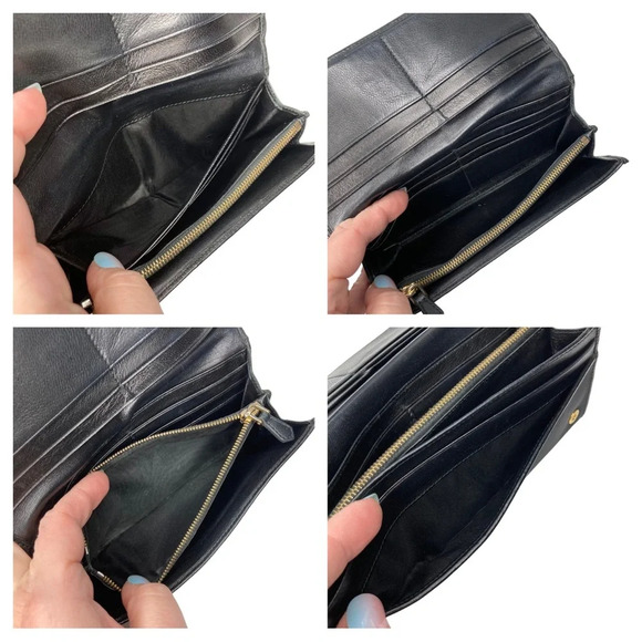 RARE Authentic PRADA Black & Gold Bow Long Slim Carryall Wallet on a Gold Chain - Picture 7 of 15